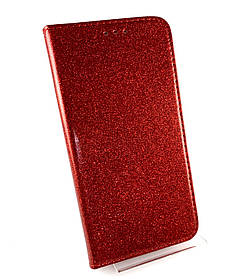 Чохол для Samsung M30, M305 книжка боковий з підставкою протиударний Glitter з блискітками червоний