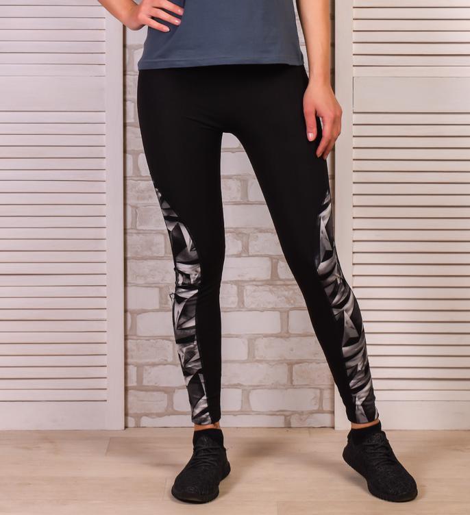 Спортивні фітнес лосини жіночі ЗОЛОТО 742 XL/XXL розмір із сірою вставкою ЛЖ-210341