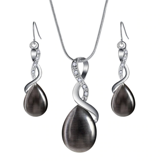 Комплект біжутерії сережки з підвіскою Primo Opal - Black, фото 1