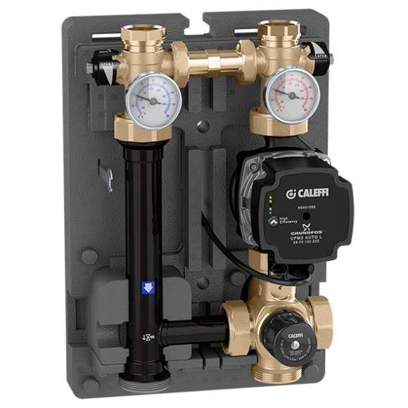 Група терморегуляції 1"х1.1/2" Caleffi 125мм в ізоляції (ліва/права) 25-50 °C без насосу