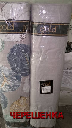 Тканина для постільної білизни Бязь "Gold" Lux GL1261 (A+B) - (50м+50м) сіра з рослинним узором, фото 4