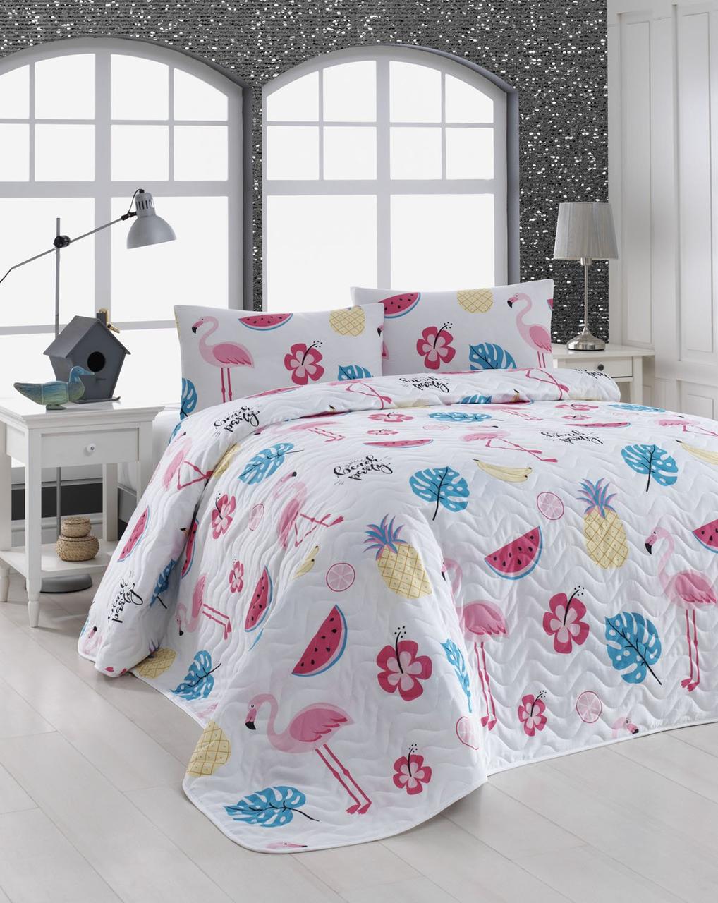 Покривало стьобане з наволочками Eponj Home - Kokteyl beyaz білий 200*220, фото 1