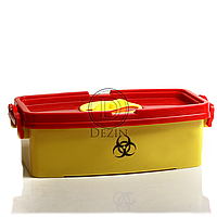 Лоток - Контейнер для медотходов, ёмкость 3 л, желтый с красной крышкой