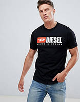 Черная футболка diesel denim division | логотип принт