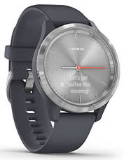 Смарт-годинник Garmin Vivomove 3S Silver Stainless Steel Bezel with Granite Blue Case and Silicone Band, фото 3