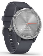 Смарт-годинник Garmin Vivomove 3S Silver Stainless Steel Bezel with Granite Blue Case and Silicone Band, фото 4