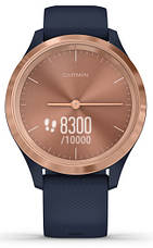 Смарт-годинник Garmin Vivomove 3S Rose Gold Stainless Steel Bezel with Navy Case and Silicone Band, фото 2