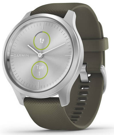 Смарт-годинник Garmin Vivomove Style Silver Aluminum Case with Moss Silicone Band, фото 2