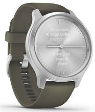 Смарт-годинник Garmin Vivomove Style Silver Aluminum Case with Moss Silicone Band, фото 4