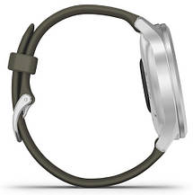 Смарт-годинник Garmin Vivomove Style Silver Aluminum Case with Moss Silicone Band, фото 2