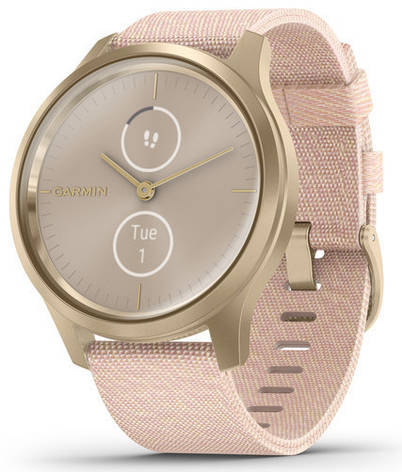 Смарт-годинник Garmin Vivomove Style Light Gold Aluminum Case with Blush Pink Woven Nylon Band, фото 2