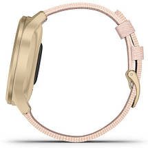 Смарт-годинник Garmin Vivomove Style Light Gold Aluminum Case with Blush Pink Woven Nylon Band, фото 2