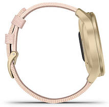 Смарт-годинник Garmin Vivomove Style Light Gold Aluminum Case with Blush Pink Woven Nylon Band, фото 3