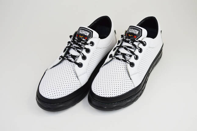 Сліпони на платформі з перфорацією Phany 038785 Білі шкіра, фото 1