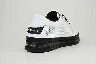 Сліпони на платформі з перфорацією Phany 038785 Білі шкіра, фото 3