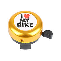 Звонок велосипедный LD-005, i love my bike, золото