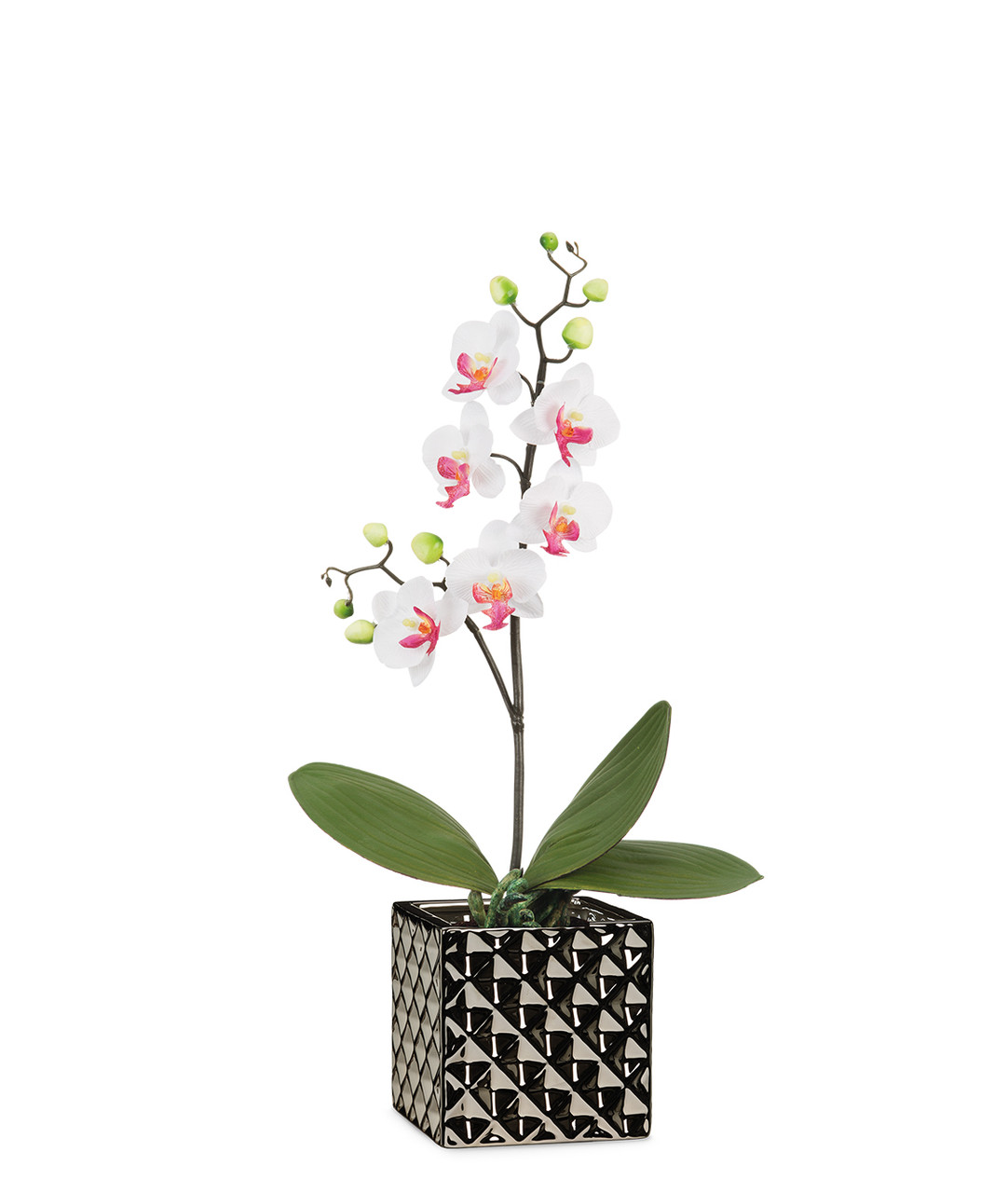 Кашпо для квітів, Crystal, кераміка, 11", куб, сріблясто-чорний, фото 1