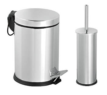 Набір для ванної з нержавіючої сталі (кошик 3л + щітка мікро) 1477M