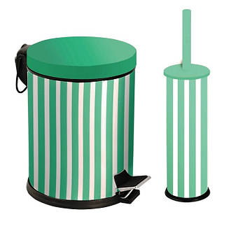 Набір для ванної метал м'ятний (кошик 5л + щітка мікро) 973