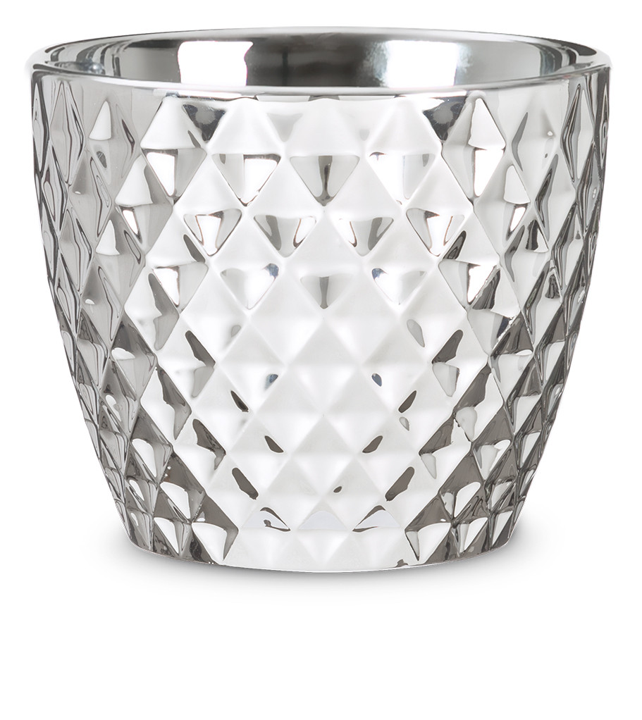 Кашпо для квітів MIRROR SILVER, кераміка, 16" дзеркальний із фактурою 73312
