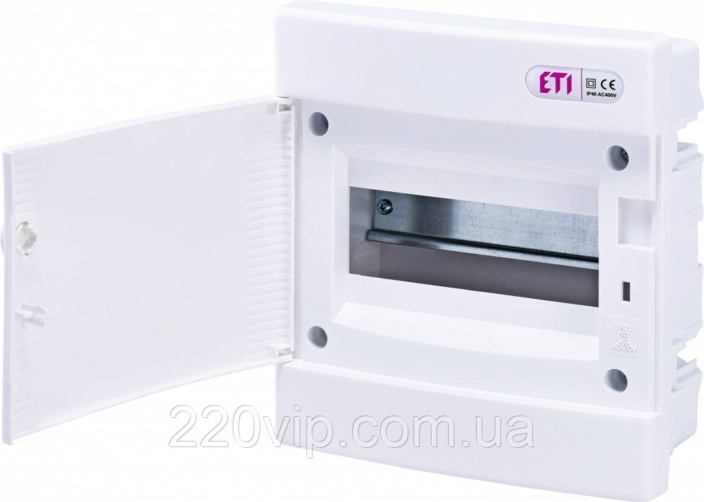 Щит модульний ECM 8PO (8мод.білі двері) ETI, внутрішній 1101014, розподільний бокс