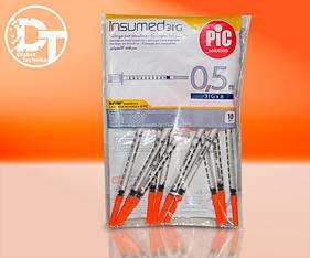 Шприци інсулінові Інсумед (INSUMED 0,5 мл U-100 31G/8 мм) -10 шт.