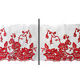 Ажурне мереживо, вишивка на сітці: червоного кольору нитка, чорна сітка, ширина 20 см, фото 4