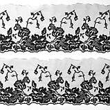 Ажурне мереживо, вишивка на сітці: чорного кольору нитка, чорна сітка, ширина 20 см, фото 2