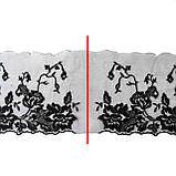 Ажурне мереживо, вишивка на сітці: чорного кольору нитка, чорна сітка, ширина 20 см, фото 3