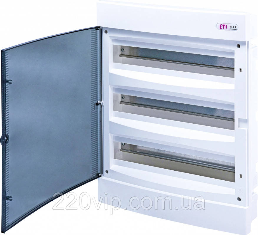 Щит модульний ECM 3x18PT (54мод.прозор.двер) ETI, внутрішній 1101047, розподільний бокс, фото 1