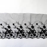 Ажурне мереживо, вишивка на сітці: чорного кольору нитка, чорна сітка, ширина 20 см, фото 2