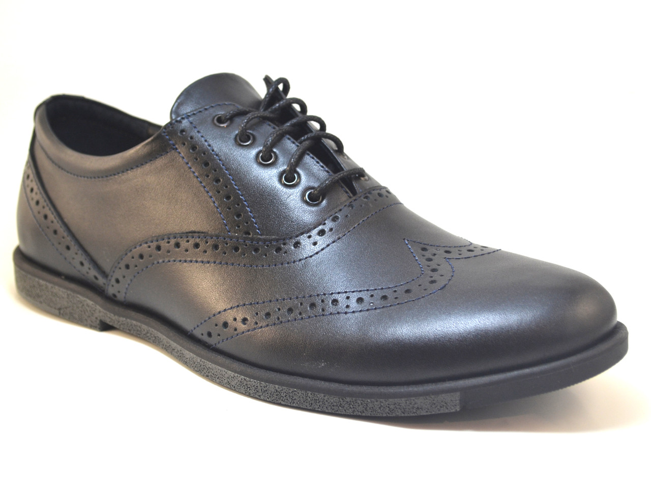 Туфлі чоловічі комфорт з натуральної шкіри чорні броги великий розмір Rosso Avangard BS Felicete Asfa Black, фото 1