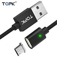 Оригинальный магнитный кабель TOPK C0121 F-Line Micro-USB 2.4A Black (CS0121110310)