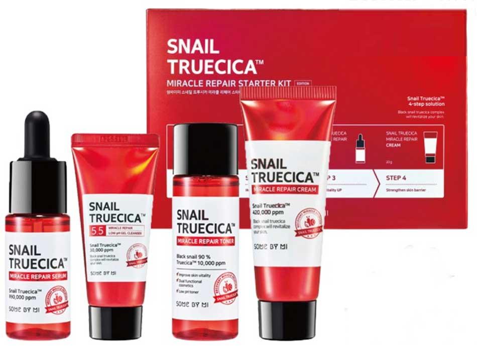 Набір мініатюр коштів з равликом by Some mi Snail Truecica Miracle Repair Starter kit Корея