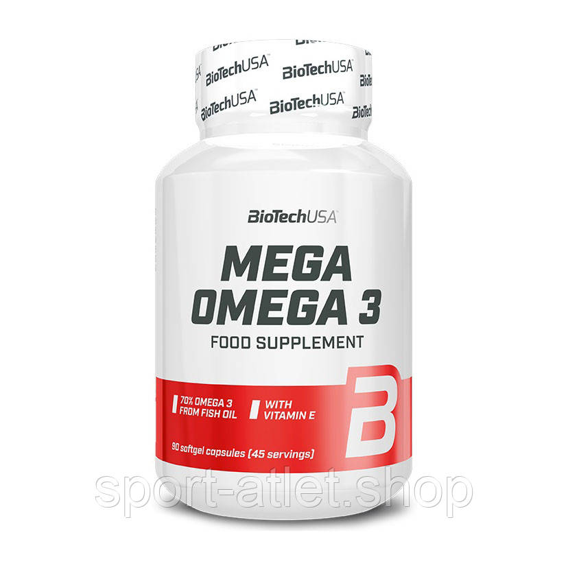 Жирні кислоти BioTech Mega Omega 3, 90 капсул, фото 1