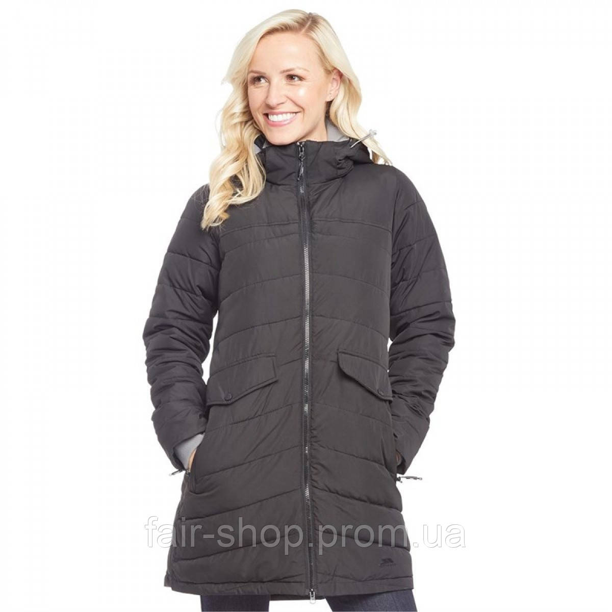 Пуховик Trespass Homely Padded Hooded Long Black Black, оригінал. Доставка від 14 днів