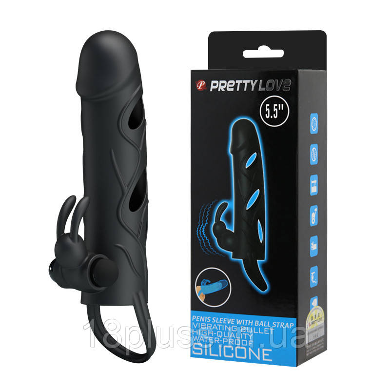 Насадка на член із вібрацією Pretty Love Penis Sleeve 5.5", фото 1