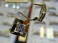 Серьги серебряные с золотыми вставками, фото 1