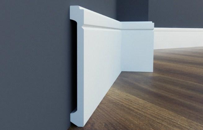 Ударостійкий плінтус LPC-30 з дюрополімер прямокутний білого кольору Cezar висотою 138мм, фото 1