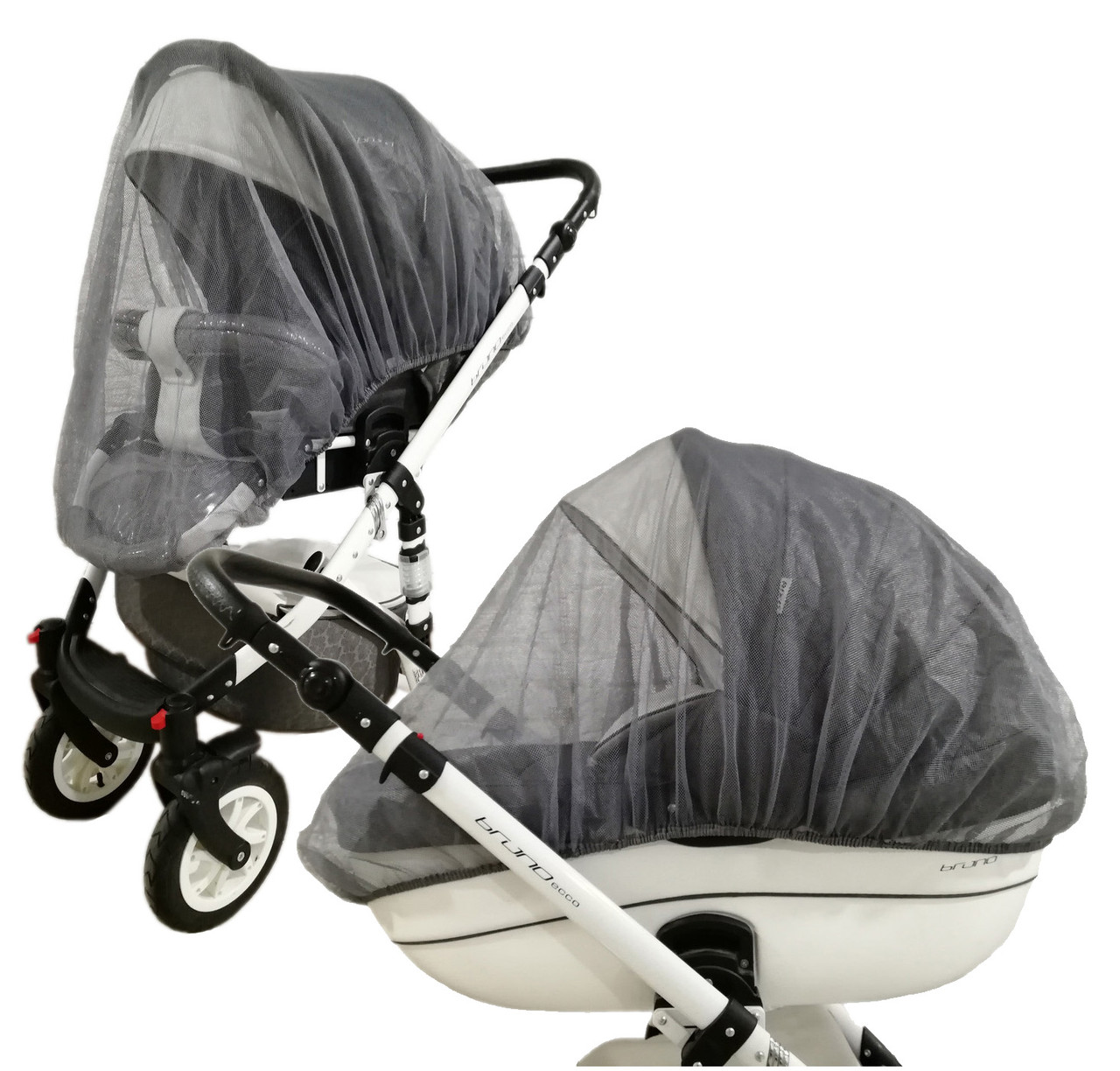 Москітна сітка на коляску великий розмір Польща Сіра антимоскітна сітка для будь-якої коляски з, фото 1