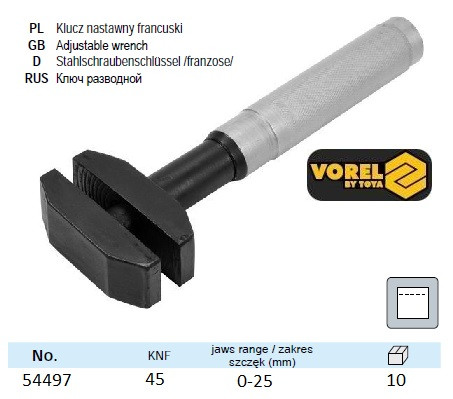 Ключ розвідний "ФРАНЦУЗ" : розкриття 0-25 мм VOREL-54497