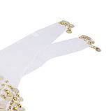 Пояс жіночий шифоновий з монетками для східних танців живота красивий білого кольору, фото 5