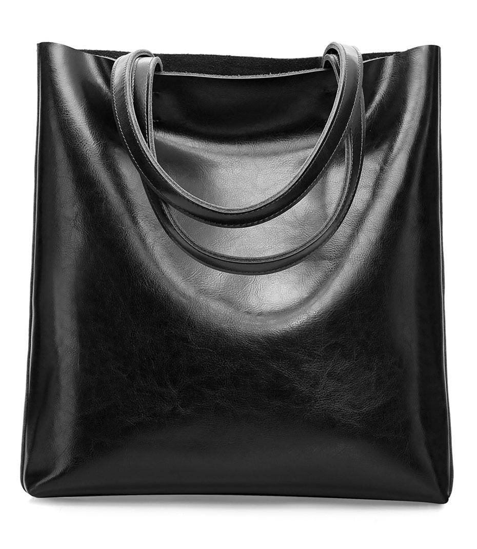 Шкіряна жіноча сумка з натуральної шкіри. Сумка шоппер жіноча (чорна), фото 1