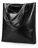 Шкіряна жіноча сумка з натуральної шкіри. Сумка шоппер жіноча (чорна), фото 2