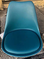 Стілець Milan CH-Base зелений 02 пластик з м'якою подушкою, хромована опора-блин, скандинавський стиль, фото 4