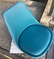 Стілець Milan CH-Base зелений 02 пластик з м'якою подушкою, хромована опора-блин, скандинавський стиль, фото 3