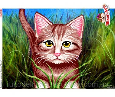 Схема для вишивки бісером Бисер-Арт Котик у траві (А535), фото 1