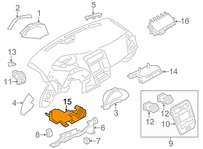 Накладка торпедо нижня ліва водійська чорна G — GRAY Nissan Leaf AZE0 (13-17) 68102-3NF0A, фото 3