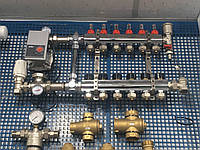 Коллектор Fado в полном сборе на 7 выходов со смесительной группой, термоголовкой Fado, расходомерами.