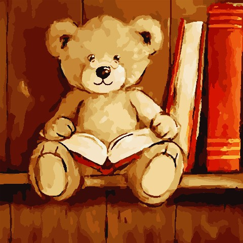 Малювання за номерами Ведмедик з книгою ArtStory AS0803 40 х 40 см (без коробки), фото 1